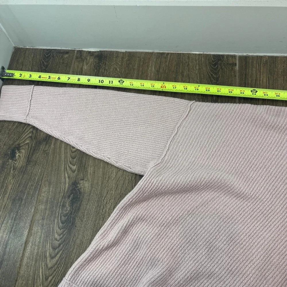 Aerie Oversized Ribbed Sweater Women M Pink Cozy Slouchy Side Slit Soft - Picture 10 of 10